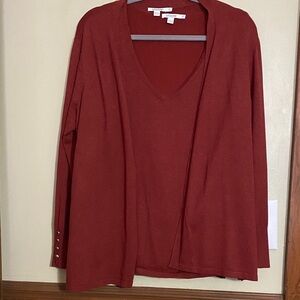 Chico's Paprika V-Neck tank with Cardigan